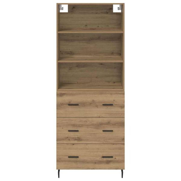 Висок шкаф Дъб 69,5 x 34 x 180 см Инженерна дървесина и стъкло