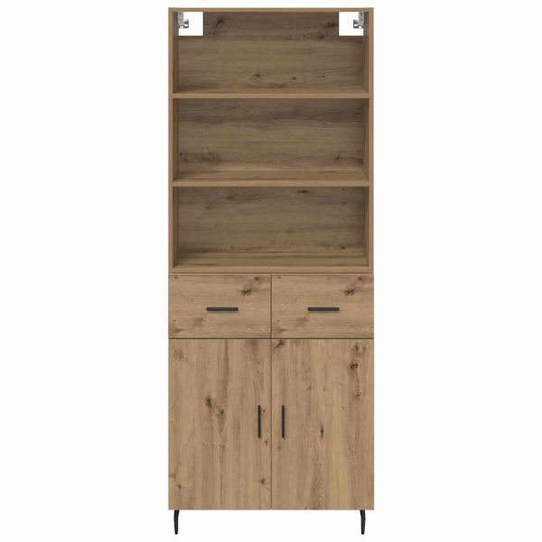 Висок шкаф Дъб 69,5 x 34 x 180 см Инженерна дървесина и стъкло