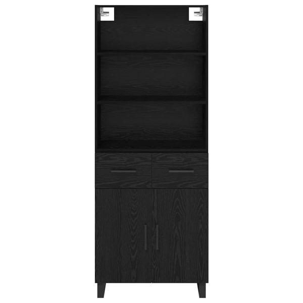 Висок шкаф с чекмедже 2 pcs Черния дъб Инженерно дърво