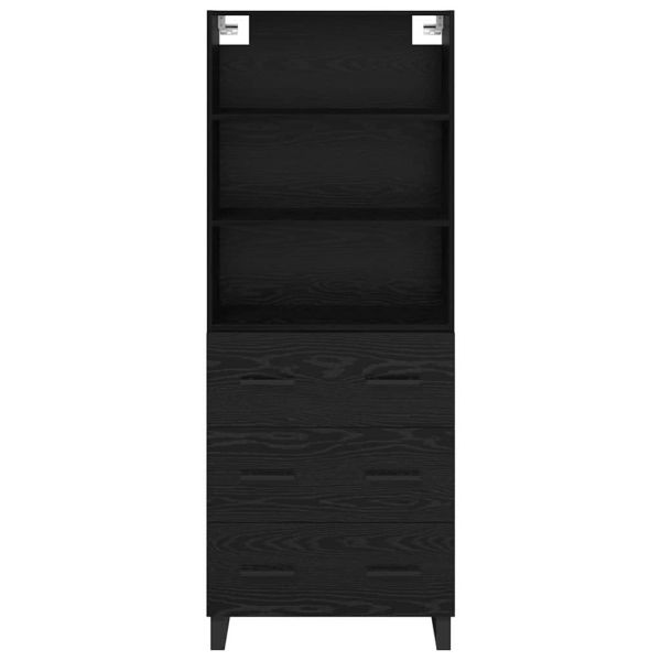 Висок шкаф с чекмедже 2 pcs Черния дъб Инженерно дърво