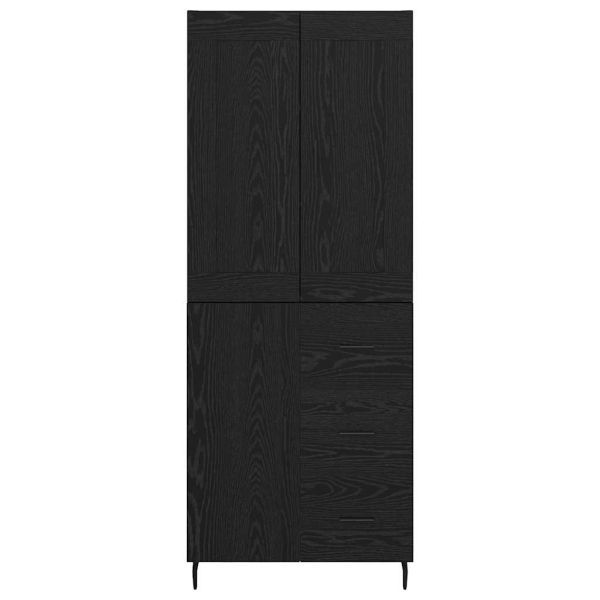 Висок шкаф с чекмедже 2 pcs Черния дъб Инженерно дърво