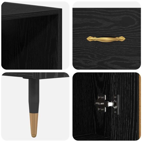 Висок шкаф Черен дъб 69,5 x 34 x 180 см Инженерно дърво