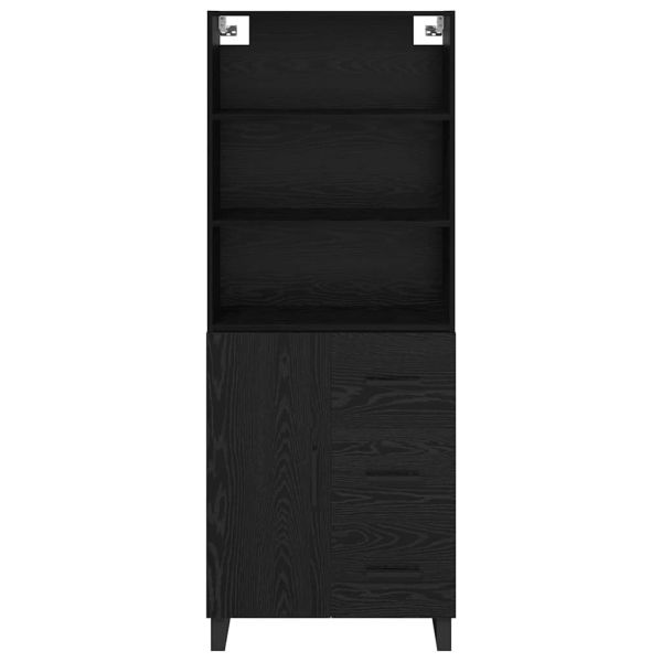 Висок шкаф с чекмедже 2 pcs Черния дъб Инженерно дърво