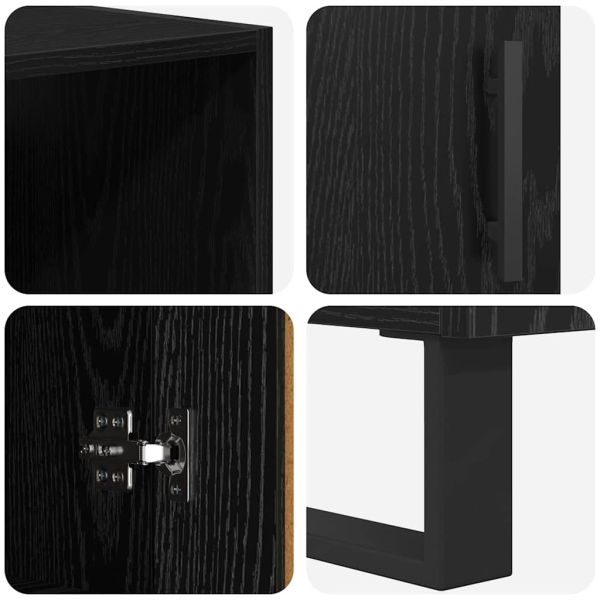 Висок шкаф с чекмедже 2 pcs Черния дъб Инженерно дърво