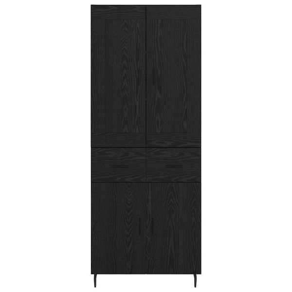 Висок шкаф с чекмедже 2 pcs Черния дъб Инженерно дърво