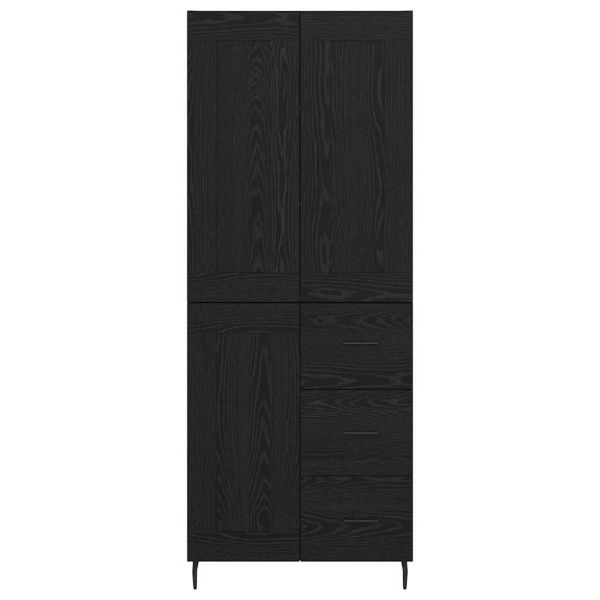 Висок шкаф с чекмедже 2 pcs Черния дъб Инженерно дърво