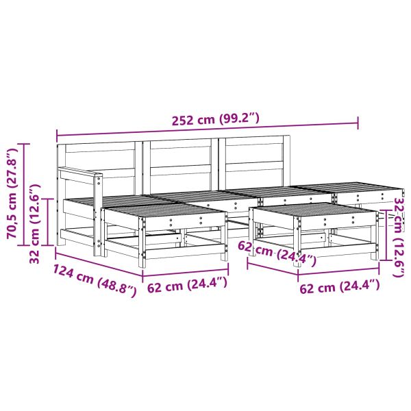 Комплект за почивка в градина 6 pcs Восъчнокафяво