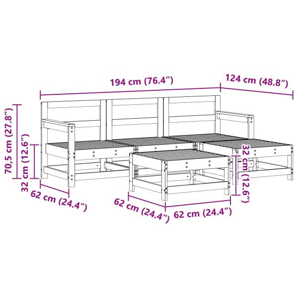 Комплект за почивка в градина 5 pcs Восъчен Кафяв