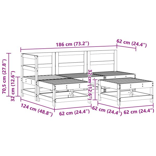 Комплект за почивка в градина 5 pcs Восъчен Кафяв