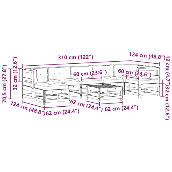 Комплект за почивка в градина 8 pcs Восъчнокафяво