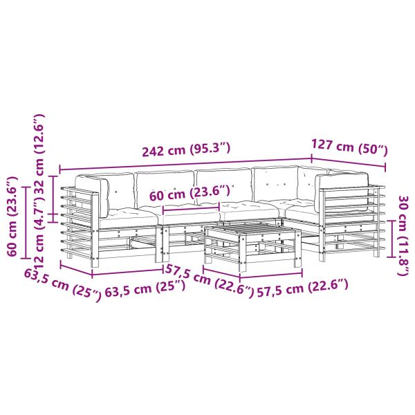 Комплект за почивка в градина 6 pcs Восъчнокафяво