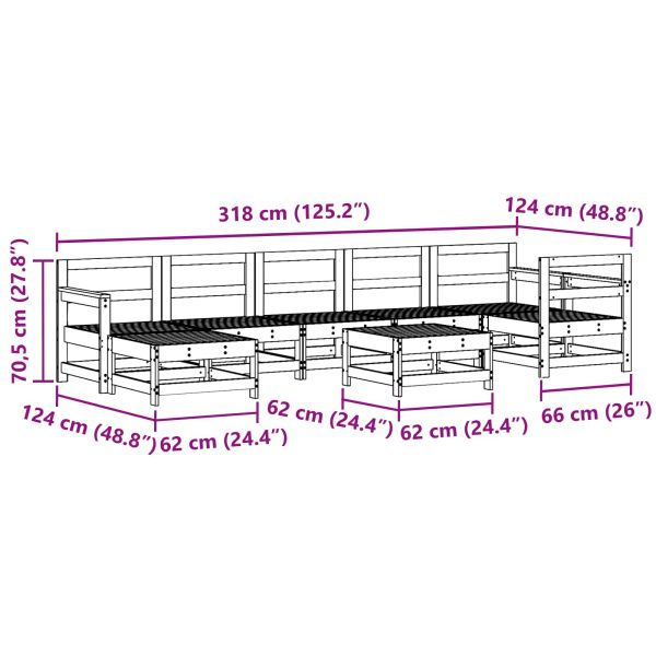 Комплект за почивка в градина 8 pcs Восъчно кафяво бор