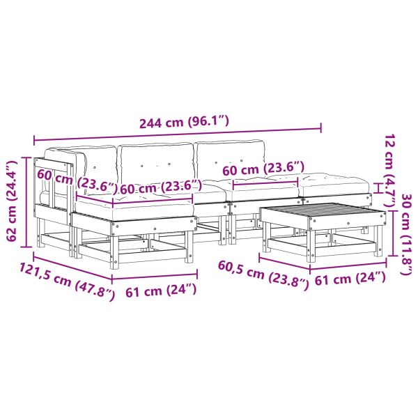 Комплект за почивка в градина 6 pcs Восъчнокафяво