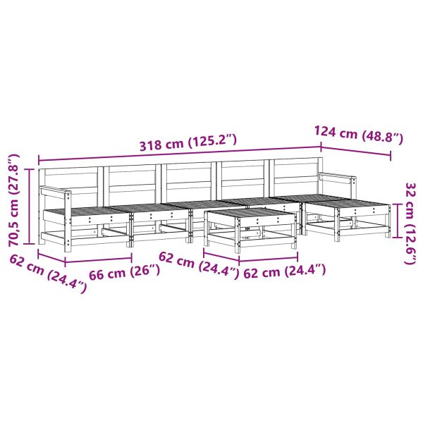 Комплект за почивка в градина 6 pcs Восъчен Кафяв