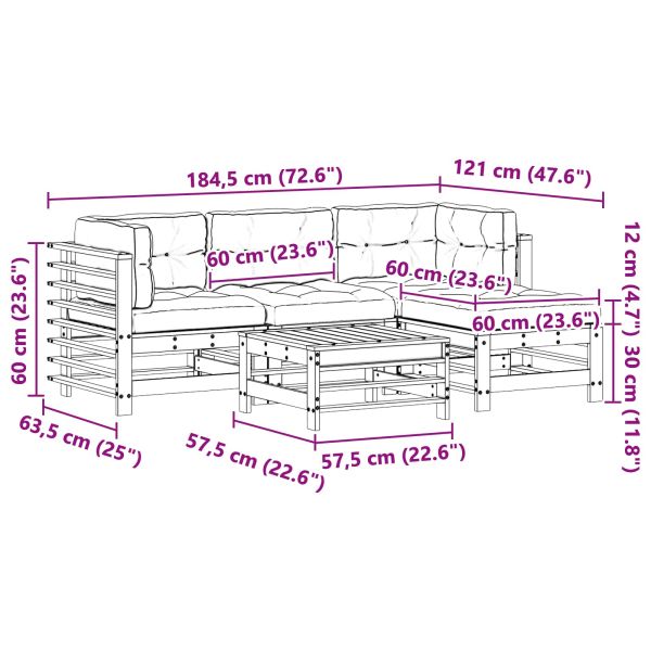 Комплект за почивка в градина 5 pcs Восъчнокафяво