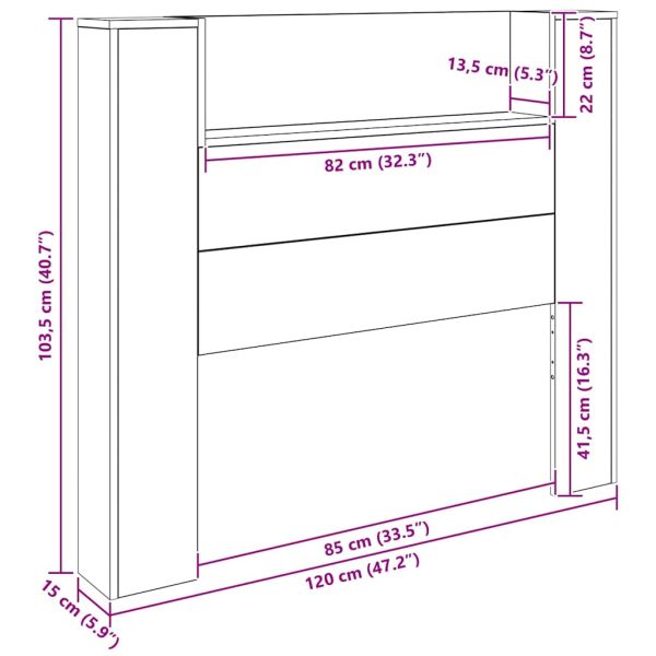 Облегалка за глава с рафт Старо дърво 120 x 15 x 103,5 см