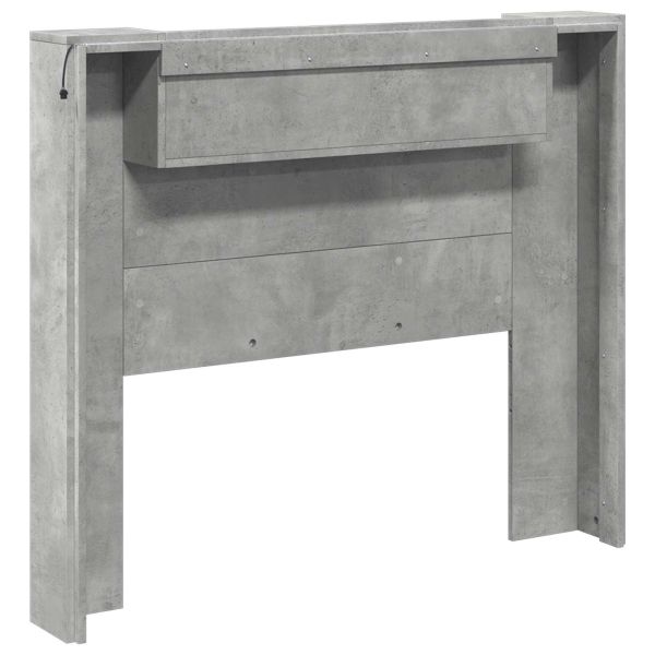 Облегалка за глава с рафт Циментено сиво 120 x 16,5 x 103,5 cm