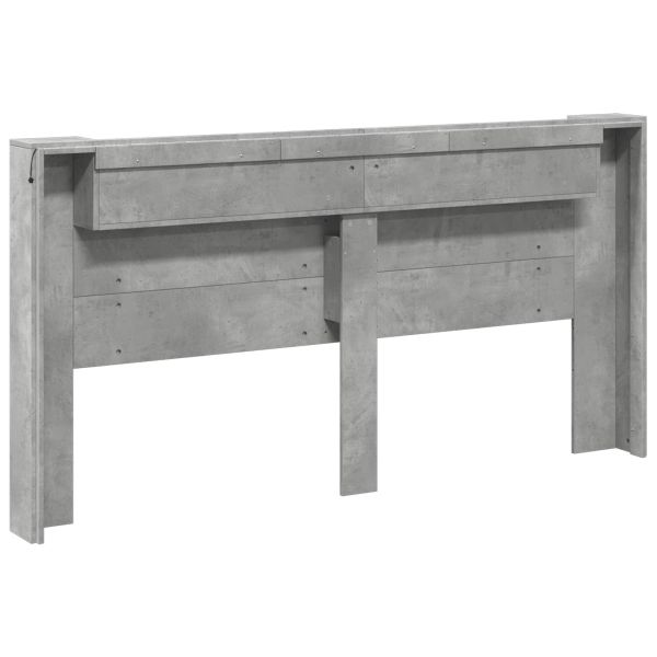 Облегалка за глава с рафт Циментено сиво 200 x 16,5 x 103,5 cm