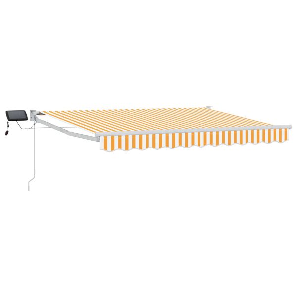 Ръчен изтеглящ сенник с LED светлини Жълт и бял 3 x 2,5 m