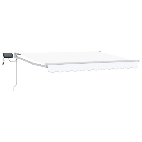 Ръчен изтеглящ сенник с LED светлини Бял 3,5 x 2,5 m
