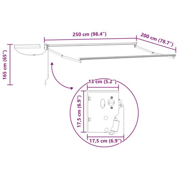 Електрически разтегателен навес Червено и бяло 2,5 x 2 m