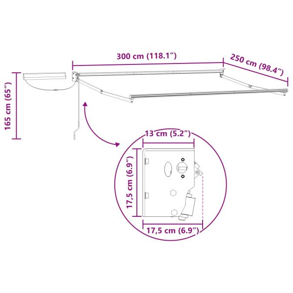 Електрически разтегателен навес Зелено, Жълто, Бяло 3 x 2,5 m