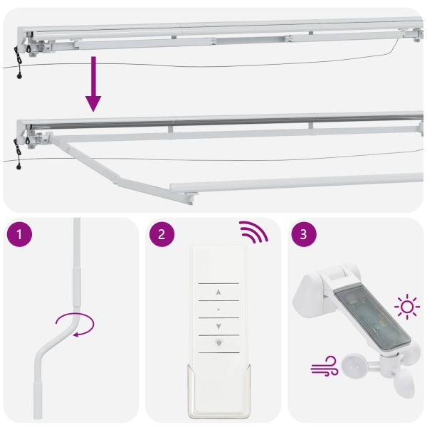 Електрически разтегателен навес Светлосив и бял 3 x 2,5 m