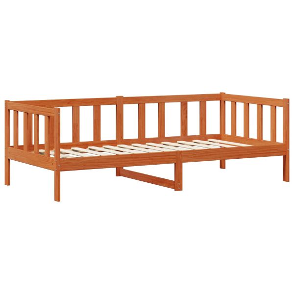 Дневно легло с матрак с таблото Восъчен кафяв и бял 90 x 200 cm