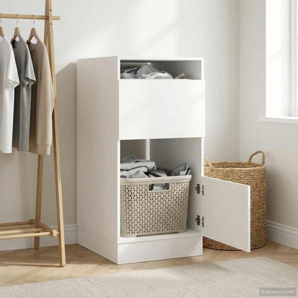 Мивка за пране с врата Бяло 50 x 68 x 102 см Инженерно дърво