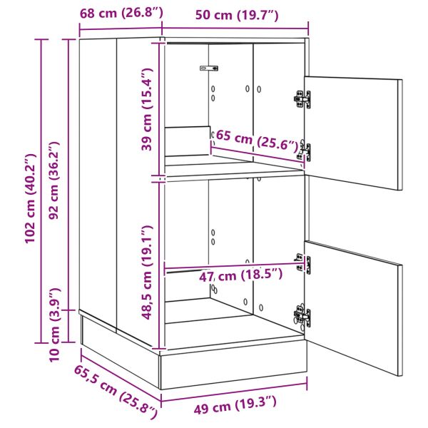 Мивка за пране с врата Бяло 50 x 68 x 102 см Инженерно дърво