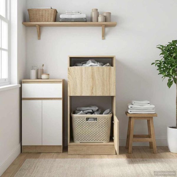 Мивка за пране с врата Сонома 50 x 68 x 102 см Инженерно дърво