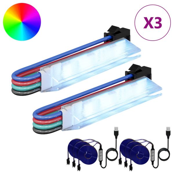 LED лента 2 pcs Черна и Многоцветна 1745 мм Мед и пластмаса