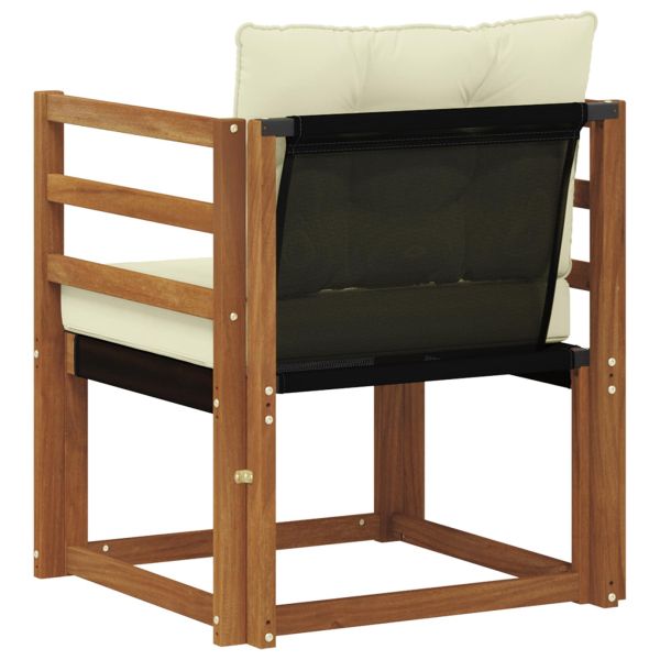 Външен диван Солидно акациево дърво Натурален и Крема