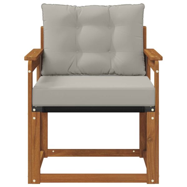 Външен диван Солидно акациево дърво Естествено и светло сиво