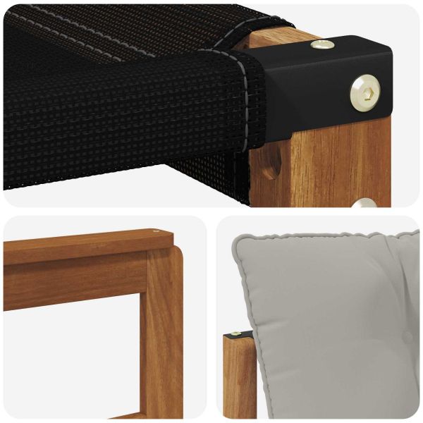 Външен диван Солидно акациево дърво Естествено и светло сиво