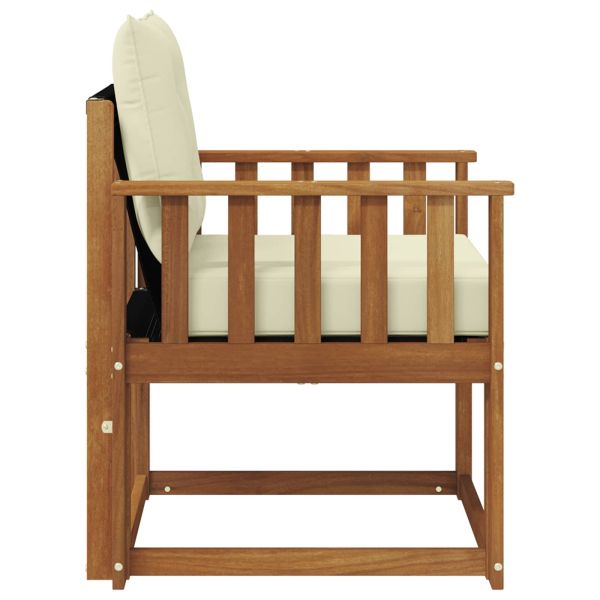 Външен диван Солидно акациево дърво Натурален и Крема