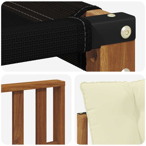 Външен диван Солидно акациево дърво Натурален и Крема