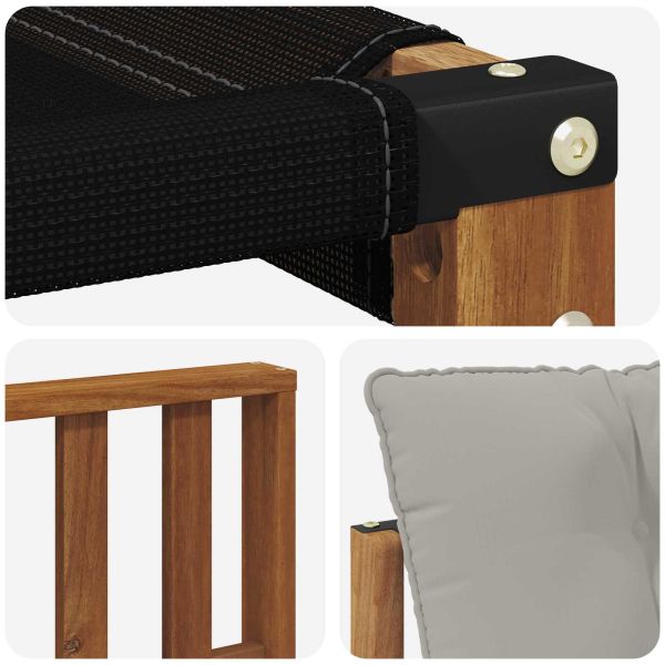 Външен диван Солидно акациево дърво Естествено и светло сиво