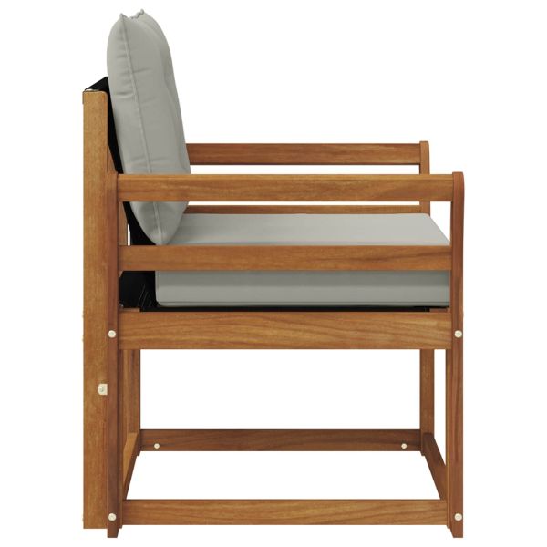 Външен диван Солидно акациево дърво Естествено и светло сиво