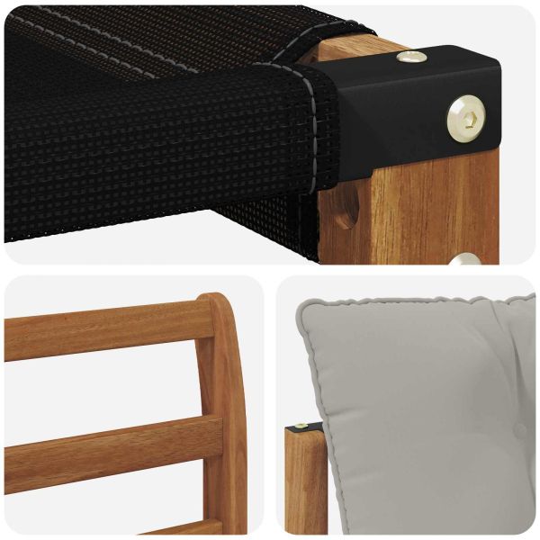 Външен диван Солидно акациево дърво Естествено и светло сиво