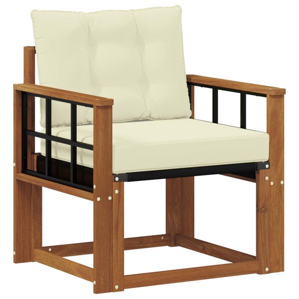 Външен диван Солидно акациево дърво Натурален и Крема