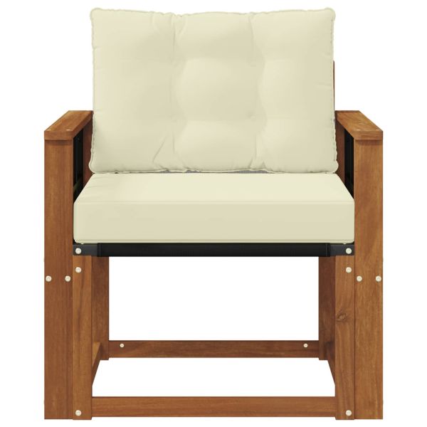 Външен диван Солидно акациево дърво Натурален и Крема