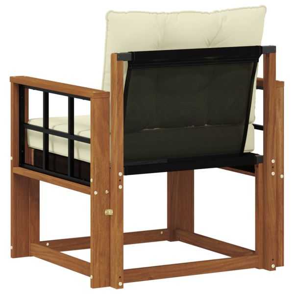 Външен диван Солидно акациево дърво Натурален и Крема