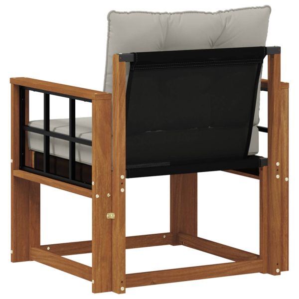 Външен диван Солидно акациево дърво Естествено и светло сиво