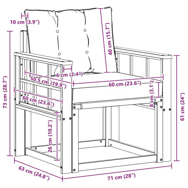 Външен диван Солидно акациево дърво Естествено и светло сиво