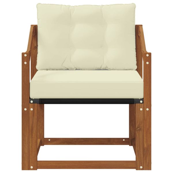 Външен диван Солидно акациево дърво Натурален и Крема