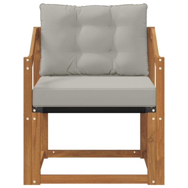 Външен диван Солидно акациево дърво Естествено и светло сиво