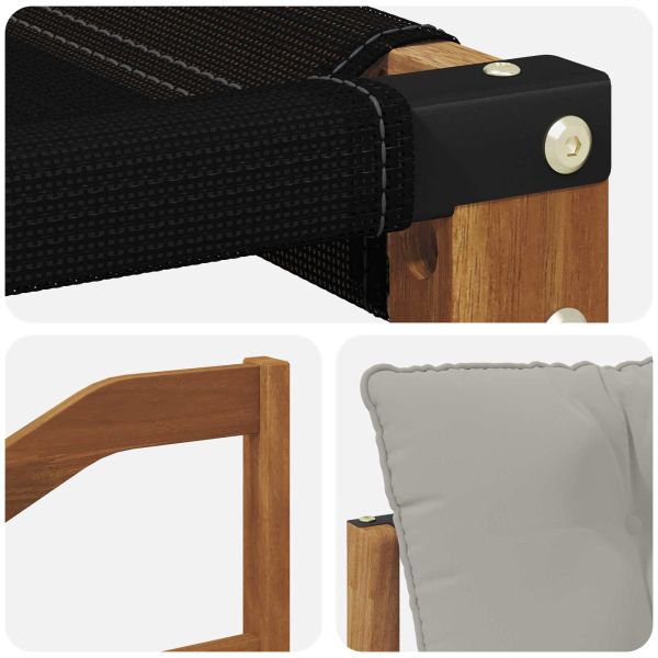 Външен диван Солидно акациево дърво Естествено и светло сиво