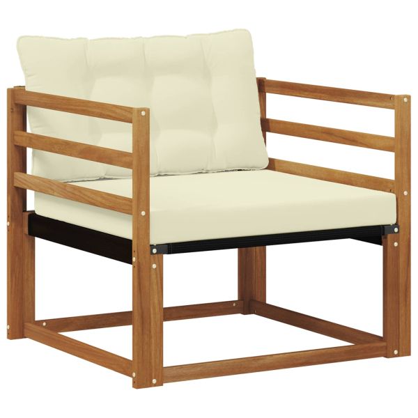 Комплект дивани за открито Солидно акациево дърво и текстилена