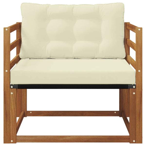 Комплект дивани за открито Солидно акациево дърво и текстилена